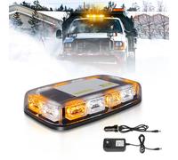 Wireless Battery Beacon Strobe Light White Amber Rechargeable, 17-Flashing Mode, High Low Brightness, 48pcs Led, Roof Top Hazard Flash Warning Lights for Vehicles Trucks Snow Plows Postal Mail ATV UTV