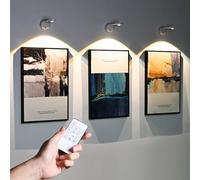Wireless Battery Operated Picture Light, 2200mAH Rechargeable Art Display With Motion Sensor and Rotatable Tube for Painting (White, 2 Pcs)