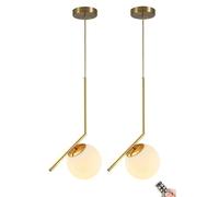 Wireless BatteryOperated Pendant Lighting with USB Rechargeable Bulb and Remote,Not Hardwired Mid Century Pendant Light with White Glass Globe Shade,for Kitchen Island Dining Table Bedroom Living (B
