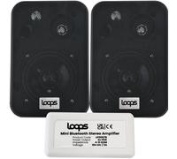 Wireless Bluetooth Amplifier & 2x 100W Black Wall Mounted Speakers Amp System