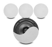 Wireless Bluetooth Ceiling Speaker System, 4 Speaker Set, 120W RMS, Active Coaxial 2-Way, Bluetooth 5.0, Line Input, Easy-fit, Home or Shop Audio, High SPL, Magnetic Grille, 100-150m2 Coverage