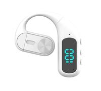 Wireless Bluetooth Earpiece Earbud with Earhook Headphone Sports Single Earphone 12 Hours of Music Time Bone Conduction Headset Handsfree Truck Driver with Mic for Business Working Fitness,White