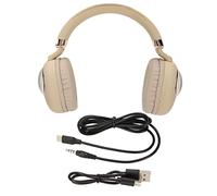 Wireless Bluetooth Headphones Foldable (Over-Ear) w/LED Lights -Beige Gold