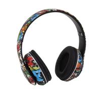Wireless Bluetooth Headphones, Noise Reduction Deep Bass Over Ear Gaming Headset, Graffiti Design Wearable Headsets Support Wired Wireless Mode, for Running Travel
