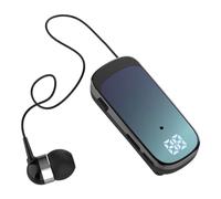 Wireless Bluetooth Headset with Microphone Bluetooth Hands Free Earpiece Single In Ear Work Headphones Blue Tooth Headphones Wired with Mic Clip on Earphones Retractable Men Suit Lapel Clip Ear Phones