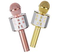Wireless Bluetooth Karaoke Microphone 2 Pack, 4-in-1 Handheld Mic Speaker for Singing, Karaoke Machine for Phone Android PC, Great Birthday Gifts for Girls Kids Adults for Party,Home KTV,Gold&Rose