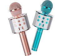 Wireless Bluetooth Karaoke Microphone 2 Pack, 4-in-1 Handheld Mic Speaker for Singing, Karaoke Machine for Phone Android PC, Great Birthday Gifts for Girls Kids Adults for Party,Home KTV,Blue&Rose
