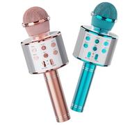 Wireless Bluetooth Karaoke Microphone 2 Pack, 4-in-1 Handheld Mic Speaker for Singing, Karaoke Machine for Phone Android PC, Great Birthday Gifts for Girls Kids Adults for Party,Home KTV,Blue&Rose