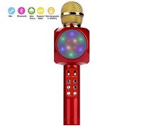 Wireless Bluetooth Karaoke Microphone, 4 In 1 Portable Handheld Karaoke Player Speaker With Led Light, Suitable For Home Ktv/Party/Birthday Party/Music Player/Singing For Children (Red)