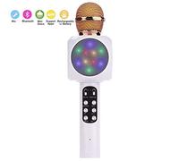 Wireless Bluetooth Karaoke Microphone, 4 In 1 Portable Handheld Karaoke Player Speaker With Led Light, Suitable For Home Ktv/Party/Birthday Party/Music Player/Singing For Children (White)