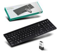 Wireless Bluetooth Keyboard,2.4GHz Rechargeable Multi-Device Ultra Slim Universal Computer Keyboard Compatible with Windows,iOS,Android,Linux,Chrome,Mac,Desktop,PC,Laptop,iPad,Tablet,Smartphone