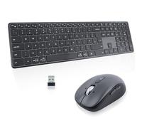 Wireless Bluetooth Keyboard Mouse Combo, up to 3 Decives（USB BT*2）,UK layout Full-size Silent Wireless Keyboard and Ergonomic Mouse Set for Windows, Android, Computer Desktop PC Laptop