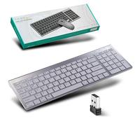 Wireless Bluetooth Keyboard Rechargeable, 2.4Ghz USB Multi-Device Ultra Slim Universal Full Size Compact Quiet Computer Keyboard Compatible with iPad,Flat,Mac,PC,Microsoft,Desktop,Laptop,Tablet