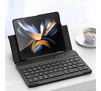 Wireless Bluetooth Keyboard with Foldable Stand Leather Cover For Samsung Galaxy Z Fold 3 Case, Bluetooth Mute Keyboard and Phone Case Combo For Fold 3 (Black)