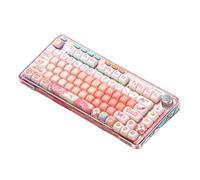 Wireless Bluetooth Mechanical Keyboard Tri Mode Custom RGB Hotswap Gasket Design Compatible With PC Gaming And Office Use With Front Lettering(Bread Bear)