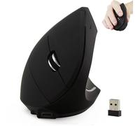 Wireless Bluetooth Mouse Black Ergonomic Vertical Upright Rechargeable Silent Cordless Optical Mice with High Precision USB Receiver for PC Laptop MacBook Boy Men Gift Reduces Hand and Wrist Pain