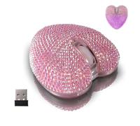 Wireless Bluetooth Mouse, Cute Shiny Diamond Pink Heart Shape Dual-Mode Rechargeable Portable Silent Mouse, with Color Breathing LED Light, for Laptops Tablets MacBooks Desktops, Kids Girl Women Gift