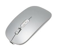 Wireless Bluetooth Mouse, Dual Mode 2.4G Wireless Mouse Bluetooth 5.1 Mouse Ergonomic Portable Silent Mouse, Rechargeable Sensitive Laptop Mouse with Type C Adapter for PC Computer (Silver Gray)
