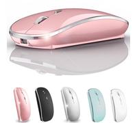 Wireless Bluetooth Mouse for iPad pro iPad Air Mac MacBook Pro MacBook Air Laptop iMac Chromebook Win8/10/11 HP DELL PC (Pink)