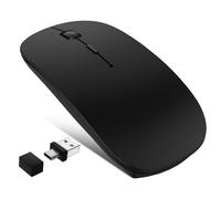 Wireless Bluetooth Mouse for Laptop/Computer/Macbook/Tablet Jiggler Mouse Wireless Rechargeable Mice for MacBook Air Macbook Pro iPad Pad PC Bluetooth5.2/3.0 and 2.4GHz USB Type-C Receiver - Black