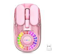 Wireless Bluetooth Mouse, Transparent BT+2.4G Dual-Mode Gaming Mouse with Magnetic Top Cover, Rechargeable RGB Backlit Computer Mouse for Laptop, PC, MacBook, iPad (Pink)