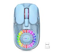 Wireless Bluetooth Mouse, Transparent BT+2.4G Dual-Mode Gaming Mouse with Magnetic Top Cover, Rechargeable RGB Backlit Computer Mouse for Laptop, PC, MacBook, iPad (Blue)