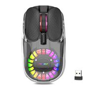 Wireless Bluetooth Mouse, Transparent BT+2.4G Dual-Mode Gaming Mouse with Magnetic Top Cover, Rechargeable RGB Backlit Computer Mouse for Laptop, PC, MacBook, iPad (Black)