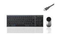 Wireless Bluetooth Rechargeable Keyboard and Mouse Combo. Rechargeable Dual-Mode (Bluetooth 5.0 and 3.0 +2.4G) Multi-Device Silent Mouse for Windows, iPad, Tablet, MacOS,iOS,Android (Grayish Black)