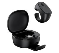 Wireless Bluetooth Ring Remote Control - Hands-Free Page Turner & Video Scroller for TikTok, Selfies, Presentations, Compatible with iPhone & Android, Rechargeable Case with LED Display (Black)