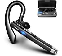 Wireless Bluetooth Single Earpiece Headset Hands Free for cell phone mobile V5.2 Call Music Rotatable Earphone Earbud Noise Cancelling Mic Mute Charging Case for Driving Office Business Android IOS