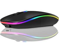 wireless Bluetooth Slim USB RGB LED Mouse for PC Laptop Desktop, Silent Optical Cordless Mouse, Rechargeable Portable Silent Mouse with USB C Adapter for Laptop, Desktop.