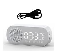 Wireless Bluetooth Speaker Clock Radio Dual Alarm for Home White