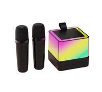 Wireless Bluetooth Speaker, Outdoor Portable Karaoke Machine, Microphone Speaker All-in-one Machine, Colorful Ambient Light, Multiple Sound Changing Modes (K18 Black,2 microphone)