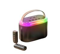 Wireless Bluetooth Speaker, Outdoor Portable Karaoke Machine, Microphone Speaker All-in-one Machine, Colorful Ambient Light, Multiple Sound Changing Modes (Q6 Black,2 microphone)