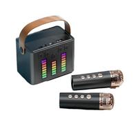 Wireless Bluetooth Speaker, Outdoor Portable Karaoke Machine, Microphone Speaker All-in-one Machine, Colorful Ambient Light, Multiple Sound Changing Modes (Q2 Black,1 microphone)