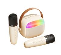 Wireless Bluetooth Speaker, Outdoor Portable Karaoke Machine, Microphone Speaker All-in-one Machine, Colorful Ambient Light, Multiple Sound Changing Modes (K30- White,1 microphone)