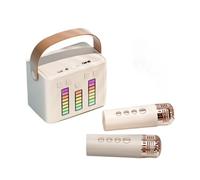Wireless Bluetooth Speaker, Outdoor Portable Karaoke Machine, Microphone Speaker All-in-one Machine, Colorful Ambient Light, Multiple Sound Changing Modes (Q2 White,1 microphone)