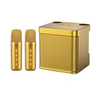 Wireless Bluetooth Speaker with 2 Microphones, Convenient KTV Karaoke Machine, Outdoor Bluetooth Audio All-in-one Machine, with Sound Changing Function, One Click Sound Cancellation (gold)