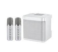 Wireless Bluetooth Speaker with 2 Microphones, Convenient KTV Karaoke Machine, Outdoor Bluetooth Audio All-in-one Machine, with Sound Changing Function, One Click Sound Cancellation (white)