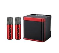Wireless Bluetooth Speaker with 2 Microphones, Convenient KTV Karaoke Machine, Outdoor Bluetooth Audio All-in-one Machine, with Sound Changing Function, One Click Sound Cancellation (red)