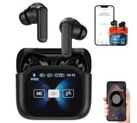 Wireless Bluetooth Translation Earphone With LED Display Screen, AI Real-Time Translator Earbuds with 140 Languages Waterproof Touch Control Earphones Noise Cancelling Hd Stereo Sound(Black)