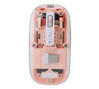 Wireless Bluetooth Transparent Mouse, Portable Laptop Silent Rechargeable Mice with RGB Lights, 6 Buttons, 1600 DPI, for Libraries and Offices (Pink)