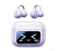 Wireless Bone Conduction 5.4 Headphones Featuring Noise Cancelling, LCD Touchscreen Control, Open-Ear Design for Sports Fitness Running Cycling Driving and Outdoor Use(Purple)