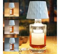 Wireless Bottle Lamp,3 Color Stepless Dimming Wine Bottle Top Lights with Touch Adjustment,DIY Fit for Wine/Beer Bottles,Ideal for Home Bar Restaurant Party Decor,Bonus Keychain Bottle Opener (001-W)