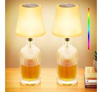 Wireless Bottle Lamp White(2 PC), 3 Color Stepless Dimming Wine Bottle Table Lamp, 7 Dimmable Modes, 5200mAh Rechargeable Touch LED Wine Bottle Lights, Atmosphere Lights, for Bedroom(Excluding Bottle)