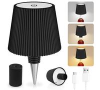 Wireless Bottle Lamp, Wireless Bottle Lampshade, LED Touch Control USB-C Rechargeable Bottle Lights, 3 Color Stepless Dimming Wine Bottle Lights, for Bedroom, Restaurant, Terrace, Party, Bar (Black)