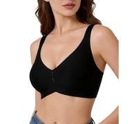 Wireless Bra for Women, Seamless Deep V Support Jelly Bra, Jelly Strip Push Up Bralette, Wide Strap Comfort Bra, Soft Stretch Everyday T Shirt Bra No Underwire (UK, Alpha, L, Regular, Regular, Black)