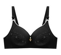 Wireless Bra for Women Underwire Bras Women Trendy Women's Sexy Underwear Comfortable Soft Solid Color Bras Large Size Bra No Ring Gathering Bra Online (Black, 44B)