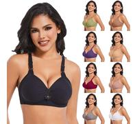 Wireless Bras for Women UK, Anti Sagging Gathering Full Coverage Bras for Women, Unpadded Unlined Plunge Bra, Sexy Backless Corset, Shaping Cup Adjustable Shoulder Strap Large Size Bra Black