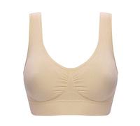 Wireless Bras for Women UK Comfort Seamless Bra Plus Size Sport Bra for Large Breasts Padded Non Wired Ladies Bras Low Back Yoga Bra Solid Bralettes S-6XL Khaki